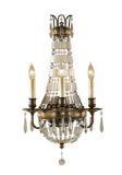 Paris Antique Bronze Crystal 3 Arm Wall Chandelier